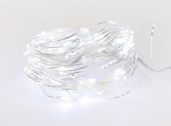Luci di Natale 100 MICROLED 10m Luce Bianco Freddo da Interno