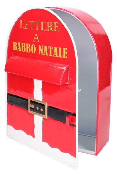 Cassetta posta di Babbo Natale Natalizia 22,5x12xh30 cm in Metallo babbo natale rosso