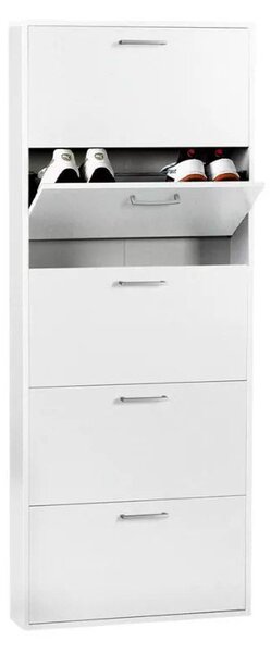 Scarpiera Salvaspazio 5 Ante 15 Paia 65x15x164 cm in Truciolare Nobilitato Bianca