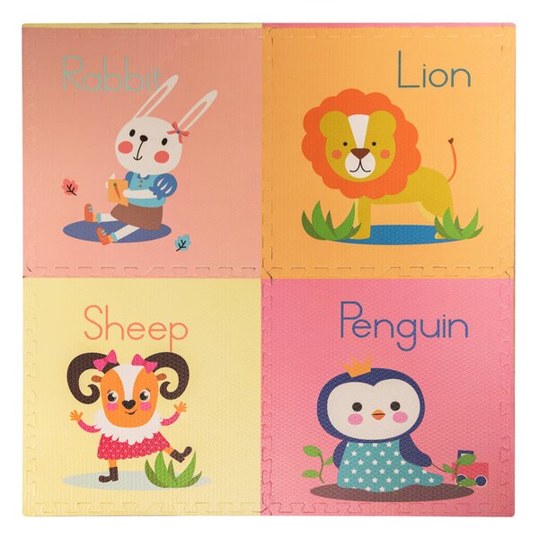 Tappeto Puzzle per Bambini 4 Pezzi 60x60 cm Pinguino Multicolore