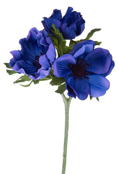 Set 8 Fiori Artificiali di Anemone Composta da 3 Fiori Altezza 46 cm Blu