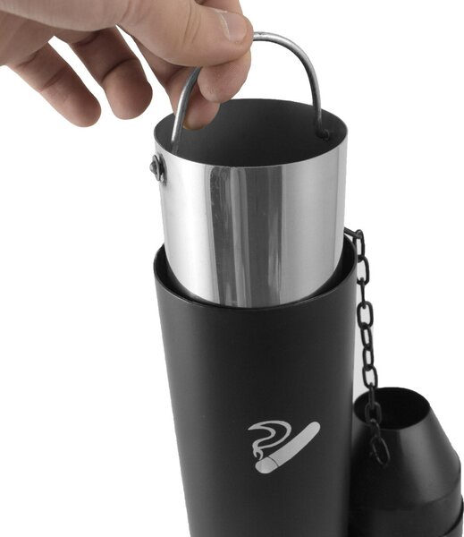 Posacenere a Colonna Ø32 cm in Metallo Nero Opaco 1,9L per Esterno