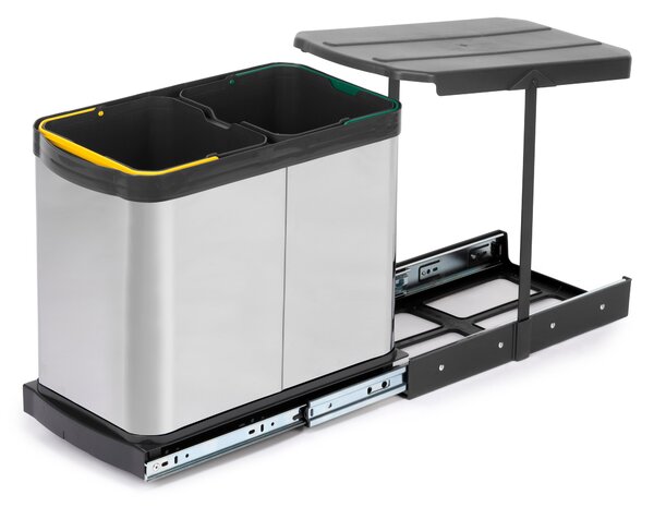 Pattumiera da Cucina ad Estrazione 2x 12 L in Acciaio Emuca