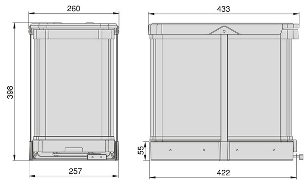Pattumiera da Cucina ad Estrazione 2x 12 L in Acciaio Emuca