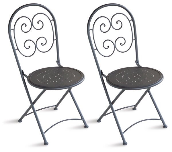 Sedia Pieghevole da Giardino 41x55x91 cm in Ferro Orta Grigio Antracite