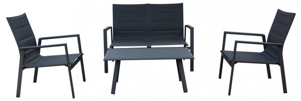 Set Salotto da Giardino Divano 2 Poltrone e Tavolino in Alluminio Antracite