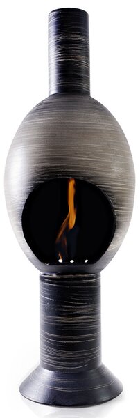 Camino a Bioetanolo da Pavimento in Ceramica 30x95 cm Ferazzoli Uovo Grigio Millerighe