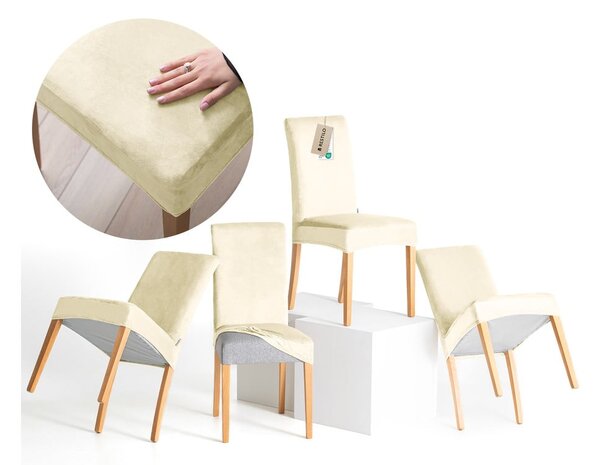 Set di coprisedia color crema con rivestimento elastico per sedie 4 pz 48 cm Sento – Restilo