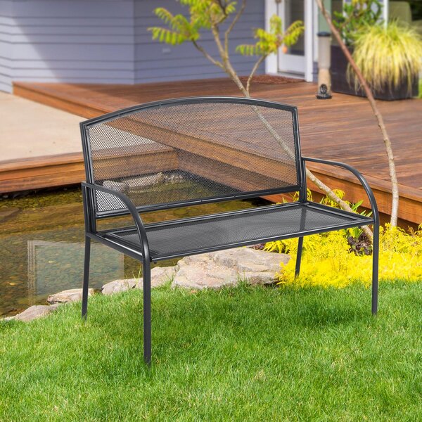 Panchina da Giardino 110,5x53,5x89 cm in Metallo Grigio scuro