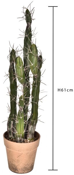 Pianta di Cactus Artificiale con Vaso Altezza 61 cm Verde