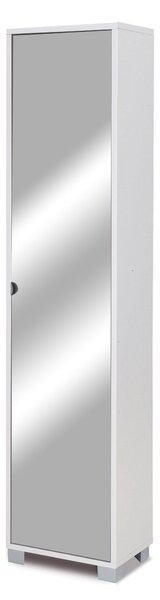Armadio 1 Anta con Specchio 43x190x29 cm Bianco Fiammato