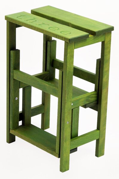 Sgabello Scaletta 60x40x46 cm in Legno Verde Oliva