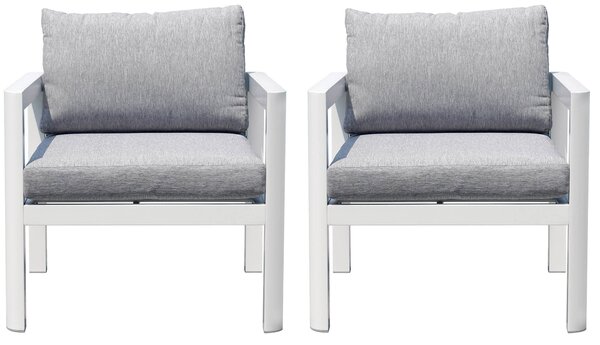 Poltrona da Giardino 70x75x60 cm in Alluminio Bianco con Cuscini Grigio