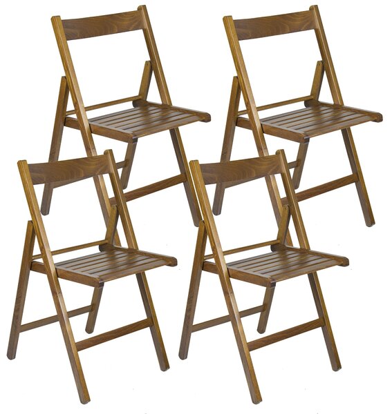 Set 4 Sedie Pieghevole 47,5x42,5x45/79 cm in Legno di Faggio FSC Noce