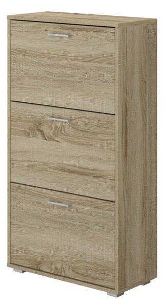 Scarpiera 3 Scomparti 67x28x112 cm 18 Paia in MDF Rovere