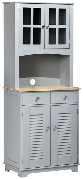 Credenza da Cucina 68x39,5x170 cm Stile Classico in Legno Grigio