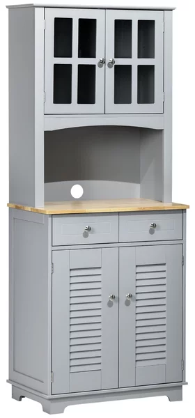 Credenza da Cucina 68x39,5x170 cm Stile Classico in Legno Grigio