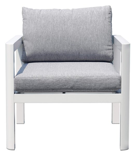 Poltrona da Giardino 70x75x60 cm in Alluminio Bianco con Cuscini Grigio