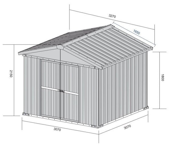 Casetta Box da Giardino in Lamiera di Acciaio Porta Utensili 327x307x217 cm Enaudi Legno