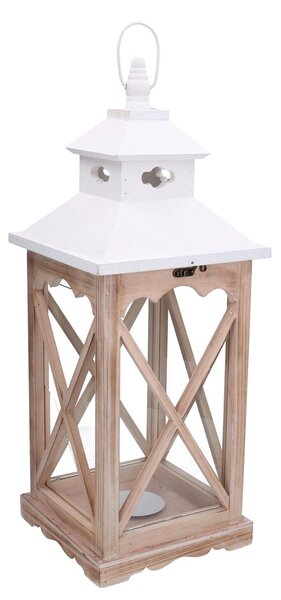 Lanterna in Legno naturale bianco quadro cm 22x22xh56,5