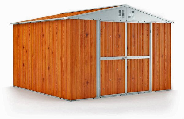 Casetta Box da Giardino in Lamiera di Acciaio Porta Utensili 327x307x217 cm Enaudi Legno