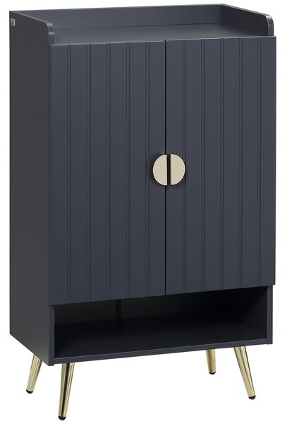 Scarpiera 4 Livelli 15 Paia 60x33x100 cm in Truciolato e Acciaio Grigio e Oro