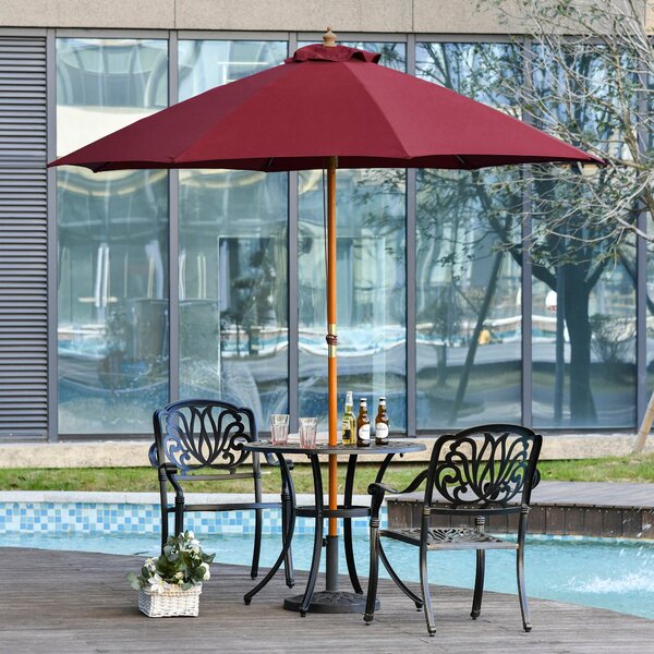 Ombrellone da Giardino Ø2,57 m Palo Ø38 mm in Legno e Poliestere Rosso