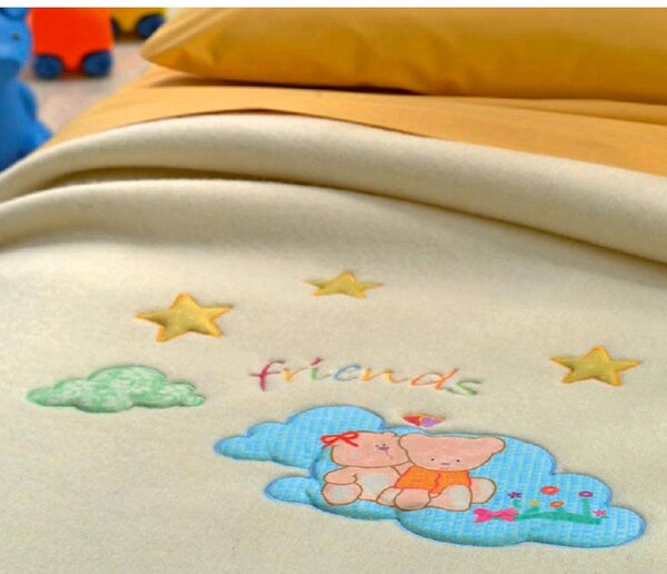 Coperta Misto Lana per Lettino 150x110cm 400gr Cober Stellina Baby Panna