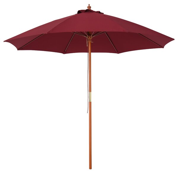 Ombrellone da Giardino Ø2,57 m Palo Ø38 mm in Legno e Poliestere Rosso