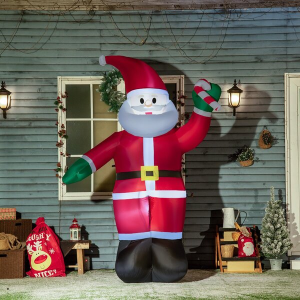 Babbo Natale Gonfiabile Luminoso 155x85x240 cm con Luci LED