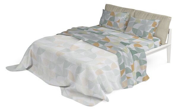 Set Lenzuola Matrimoniale con Stampa Sopra Sotto e Federe in Cotone Athena Giudi Verde