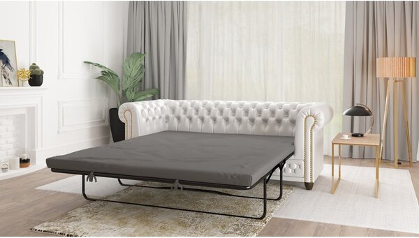 Divano letto bianco in similpelle 203 cm York - Ropez