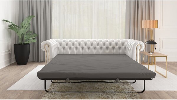 Divano letto bianco in similpelle 203 cm York - Ropez