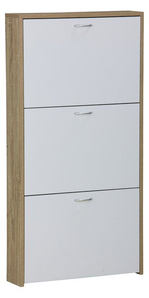 Scarpiera 3 Ante 60x14,5x116 cm in Pannello Truciolare Bianco/Sonoma