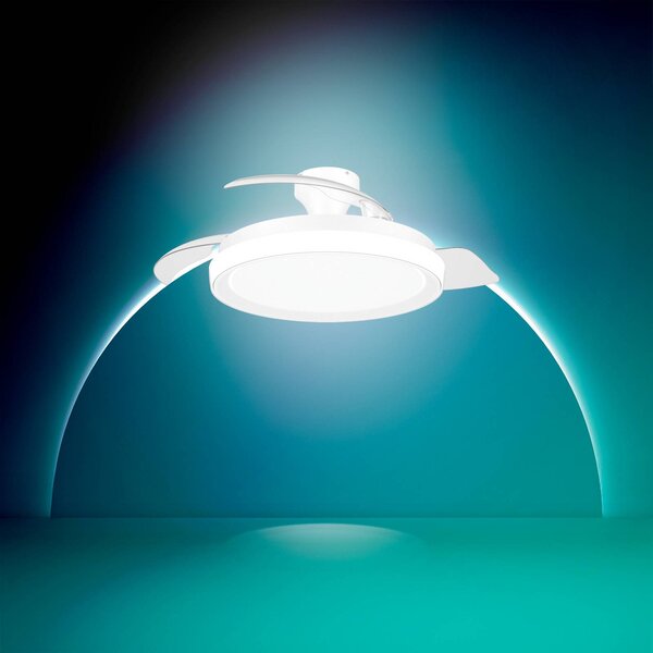 Philips Ventilatore da soffitto LED Bliss, bianco lucido, DC, silenzioso dimmerabile, Bianco / Opale, Soggiorno / Sala da pranzo, Metallo, Moderno