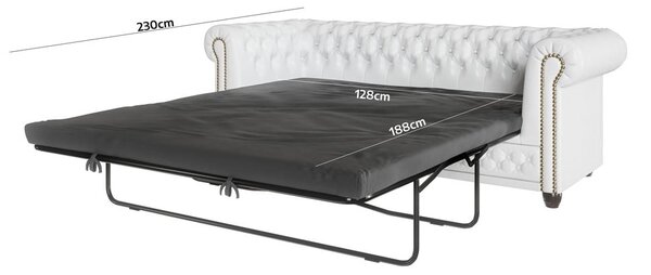 Divano letto bianco in similpelle 203 cm York - Ropez