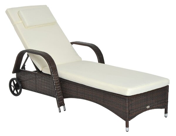 Lettino da Giardino Prendisole Relax in Rattan Sintetico Marrone