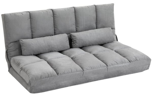 Divano Letto Pieghevole da Pavimento 130x73x60 cm Schienale Reclinabile Grigio Chiaro