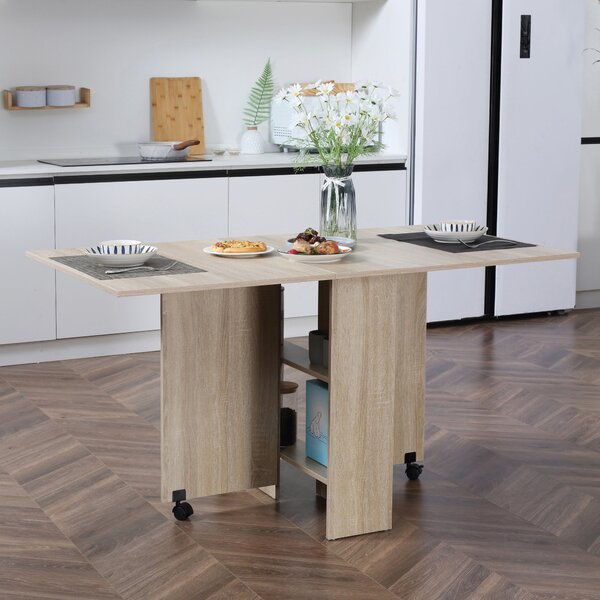 Tavolo Pieghevole Salvaspazio 140x80x74 cm in Legno Truciolato Naturale