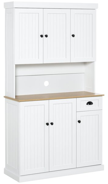 Credenza Cucina 101x39x180 cm 1 Cassetto 6 Ante in Legno Bianco