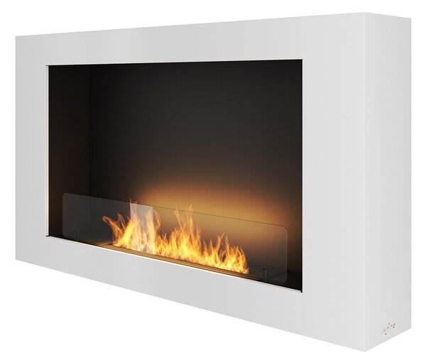Camino a Bioetanolo da Parete 100x56 cm Murall 1000 Bianco con Vetro