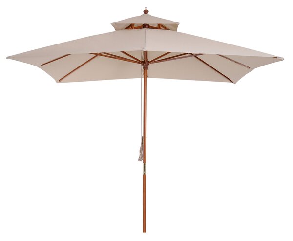 Ombrellone da Giardino 3x3 m Palo Ø48 mm in Bambù Doppio Tetto Crema