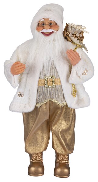 Pupazzo Babbo Natale H46 cm in Stoffa Oro e Bianco