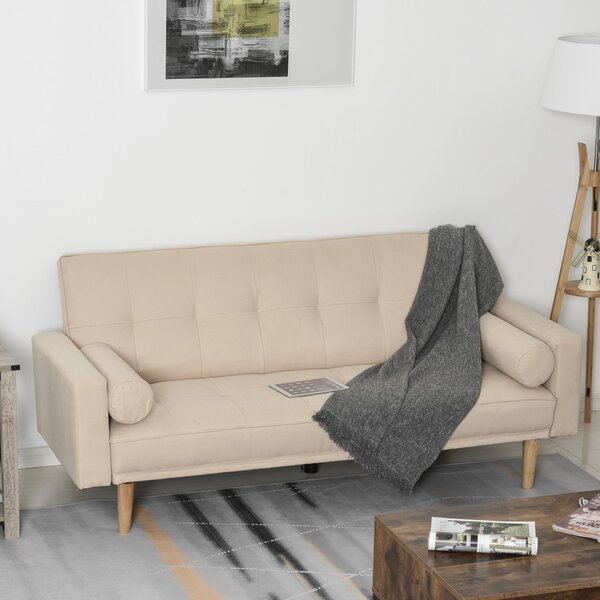 Divano Letto 3 Posti 186x84x85 cm in Tessuto Beige
