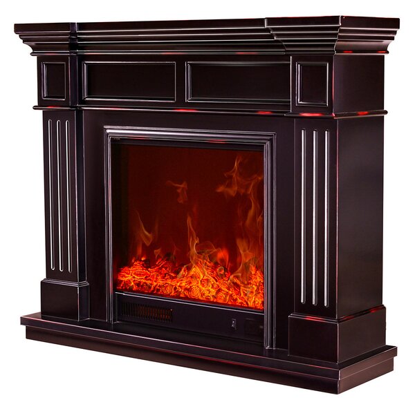 Camino Elettrico da Pavimento 102x120x33 cm Effetto Fiamma 1500W Nadejda Marrone