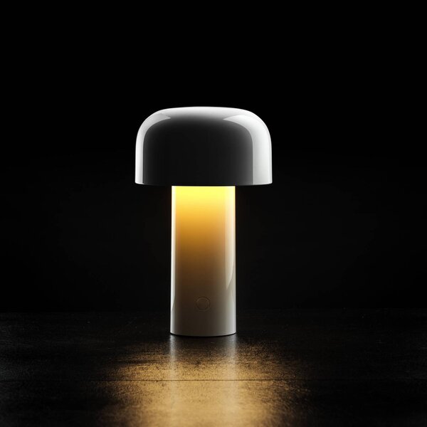FLOS Lampada LED da tavolo ricaricabile Flos Bellhop, bianca, 21 cm, dimmerabile, dimmerabile, Bianco / Opale, Soggiorno / Sala da pranzo, Plastica, Design