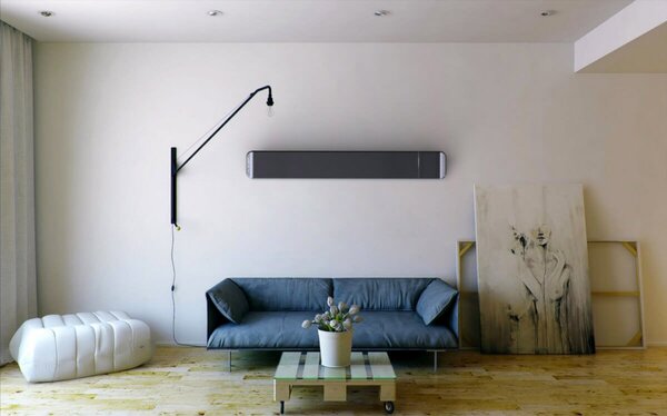 Stufa Elettrica ad Infrarossi 211x20,1x5,8 cm da Soffitto 3200W in Alluminio Dimmerabile Moel Hot-Top Nera