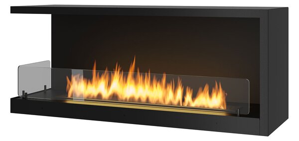 Camino a Bioetanolo da Incasso 110x45 cm Inside L1100 V2 Angolo a Sinistra Nero con Vetro
