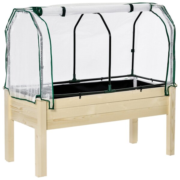 Fioriera per Orto con Serra 121x55x117 cm in Legno e Acciaio