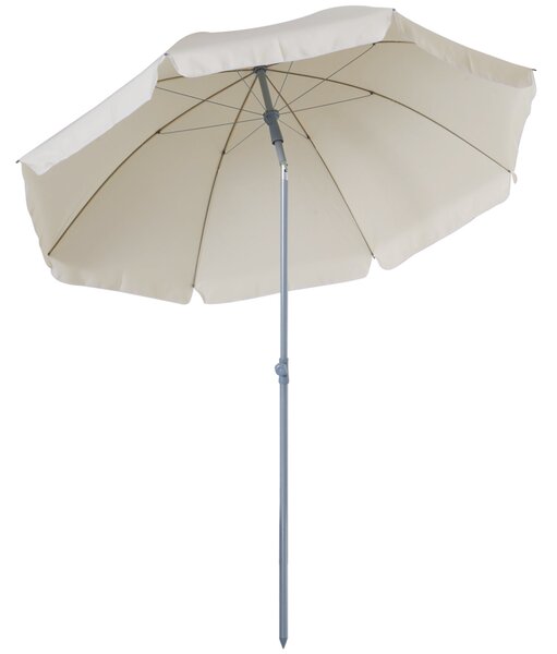 Ombrellone da Giardino Ø2,2 m Palo Ø28 mm in Metallo Tettuccio Inclinabile Bianco Crema